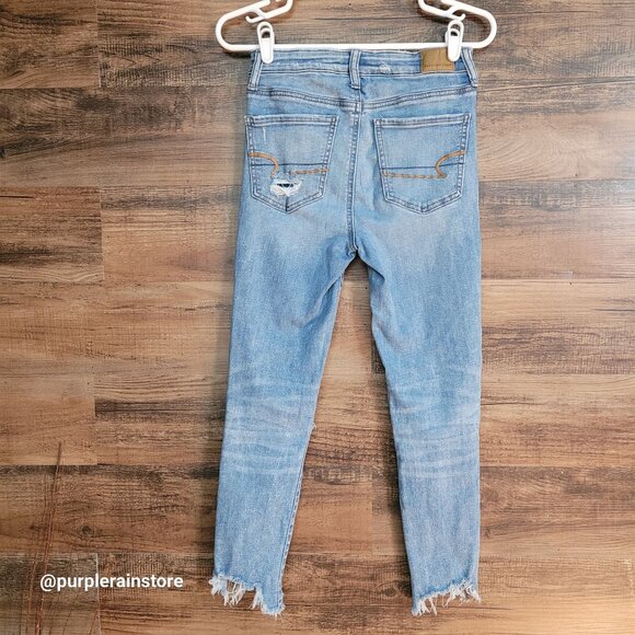 American Eagle Jeans 4 R Jegging Crop Super Hi Rise Next Level Stretch Denim - Picture 2 of 13
